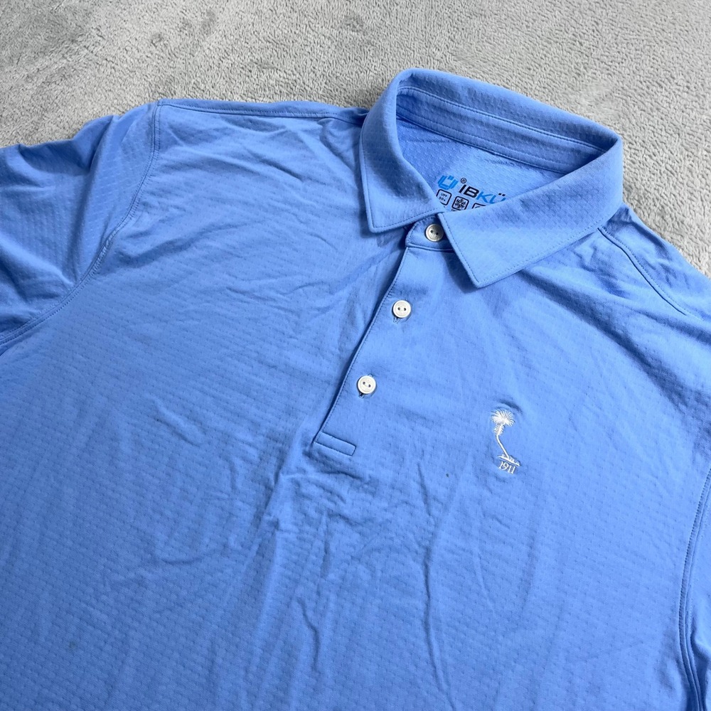IBKÜL Mens IceFil Polo Shirt XL Blue UPF 50+ Quick Dry Short Sleeve Golf‎